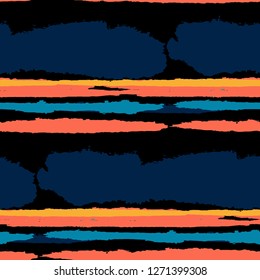Grunge Stripes. Painted Lines. Texture with Horizontal Brush Strokes. Scribbled Grunge Motif for Linen, Fabric, Wallpaper. Retro Vector Background