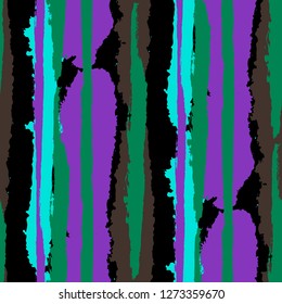 Grunge Stripes. Painted Lines. Texture with Vertical Dry Brush Strokes. Scribbled Grunge Rapport for Cloth, Swimwear, Textile. Rustic Vector Background