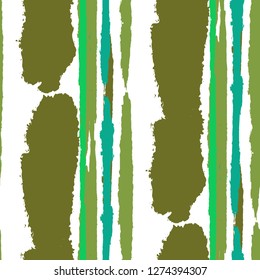 Grunge Stripes. Painted Lines. Texture with Vertical Brush Strokes. Scribbled Grunge Motif for Cloth, Fabric, Textile. Retro Vector Background