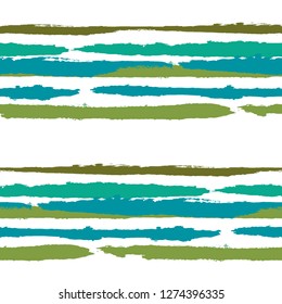 Grunge Stripes. Painted Lines. Texture with Horizontal Dry Brush Strokes. Scribbled Grunge Pattern for Cloth, Swimwear, Textile. Rustic Vector Background