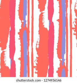 Grunge Stripes. Painted Lines. Texture with Vertical Dry Brush Strokes. Scribbled Grunge Rapport for Cloth, Swimwear, Textile. Trendy Vector Background with Stripes