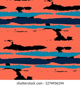 Grunge Stripes. Painted Lines. Texture with Horizontal Dry Brush Strokes. Scribbled Grunge Rapport for Linen, Fabric, Textile. Retro Vector Background with Stripes