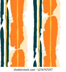 Grunge Stripes. Painted Lines. Texture with Vertical Dry Brush Strokes. Scribbled Grunge Motif for Linen, Fabric, Textile. Trendy Vector Background