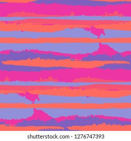 Grunge Stripes. Painted Lines. Texture with Horizontal Dry Brush Strokes. Scribbled Grunge Rapport for Cloth, Fabric, Textile. Rustic Vector Background with Stripes