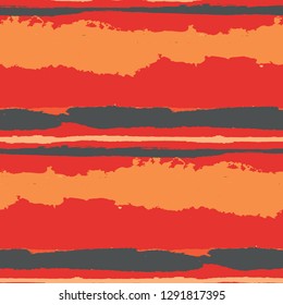 Grunge Stripes. Painted Lines. Texture with Horizontal Dry Brush Strokes. Scribbled Grunge Motif for Sportswear, Paper, Cloth. Rustic Vector Background with Stripes