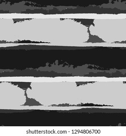 Grunge Stripes. Painted Lines. Texture with Horizontal Dry Brush Strokes. Scribbled Grunge Motif for Linen, Fabric, Wallpaper. Trendy Vector Background