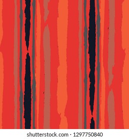 Grunge Stripes. Painted Lines. Texture with Vertical Brush Strokes. Scribbled Grunge Motif for Cloth, Swimwear, Textile. Trendy Vector Background with Stripes