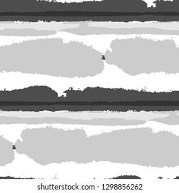 Grunge Stripes. Painted Lines. Texture with Horizontal Dry Brush Strokes. Scribbled Grunge Rapport for Cloth, Swimwear, Textile. Rustic Vector Background with Stripes