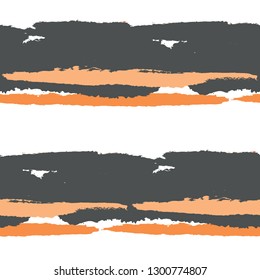 Grunge Stripes. Painted Lines. Texture with Horizontal Brush Strokes. Scribbled Grunge Rapport for Linen, Fabric, Textile. Trendy Vector Background with Stripes