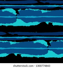 Grunge Stripes. Painted Lines. Texture with Horizontal Dry Brush Strokes. Scribbled Grunge Rapport for Cloth, Swimwear, Textile. Trendy Vector Background