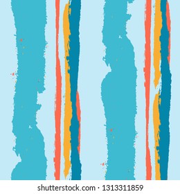 Grunge Stripes. Painted Lines. Texture with Vertical Brush Strokes. Scribbled Grunge Rapport for Linen, Fabric, Wallpaper. Trendy Vector Background with Stripes