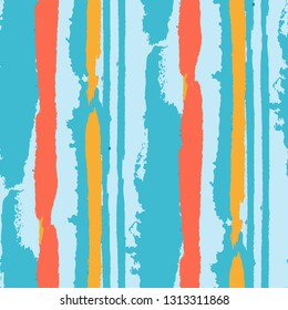 Grunge Stripes. Painted Lines. Texture with Vertical Brush Strokes. Scribbled Grunge Pattern for Cloth, Swimwear, Textile. Rustic Vector Background