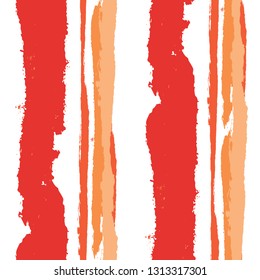 Grunge Stripes. Painted Lines. Texture with Vertical Dry Brush Strokes. Scribbled Grunge Motif for Linen, Fabric, Textile. Trendy Vector Background