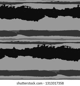 Grunge Stripes. Painted Lines. Texture with Horizontal Brush Strokes. Scribbled Grunge Pattern for Sportswear, Fabric, Wallpaper. Trendy Vector Background with Stripes