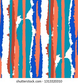 Grunge Stripes. Painted Lines. Texture with Vertical Brush Strokes. Scribbled Grunge Rapport for Cloth, Swimwear, Textile. Trendy Vector Background