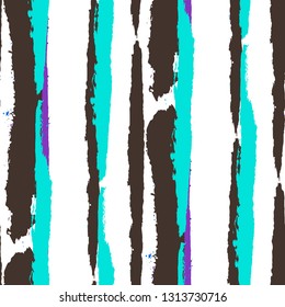 Grunge Stripes. Painted Lines. Texture with Vertical Dry Brush Strokes. Scribbled Grunge Motif for Linen, Fabric, Wallpaper. Retro Vector Background