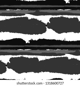 Grunge Stripes. Painted Lines. Texture with Horizontal Brush Strokes. Scribbled Grunge Pattern for Sportswear, Fabric, Cloth. Trendy Vector Background with Stripes