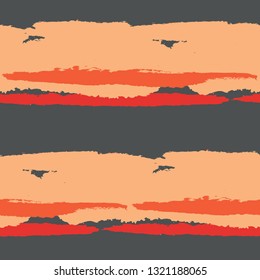 Grunge Stripes. Painted Lines. Texture with Horizontal Dry Brush Strokes. Scribbled Grunge Rapport for Cloth, Swimwear, Textile. Rustic Vector Background