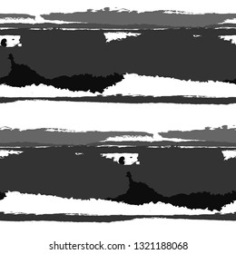 Grunge Stripes. Painted Lines. Texture with Horizontal Brush Strokes. Scribbled Grunge Rapport for Cloth, Swimwear, Textile. Retro Vector Background