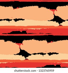 Grunge Stripes. Painted Lines. Texture with Horizontal Dry Brush Strokes. Scribbled Grunge Rapport for Cloth, Swimwear, Textile. Rustic Vector Background with Stripes