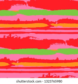 Grunge Stripes. Painted Lines. Texture with Horizontal Brush Strokes. Scribbled Grunge Rapport for Sportswear, Fabric, Wallpaper. Rustic Vector Background with Stripes