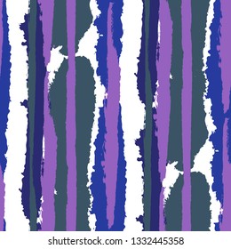 Grunge Stripes. Painted Lines. Texture with Vertical Brush Strokes. Scribbled Grunge Pattern for Linen, Fabric, Wallpaper. Trendy Vector Background with Stripes