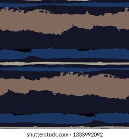 Grunge Stripes. Painted Lines. Texture with Horizontal Brush Strokes. Scribbled Grunge Pattern for Linen, Fabric, Textile. Retro Vector Background with Stripes