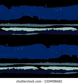 Grunge Stripes. Painted Lines. Texture with Horizontal Dry Brush Strokes. Scribbled Grunge Motif for Sportswear, Fabric, Cloth. Retro Vector Background