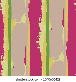 Grunge Stripes. Painted Lines. Texture with Vertical Dry Brush Strokes. Scribbled Grunge Pattern for Cloth, Fabric, Textile. Rustic Vector Background with Stripes