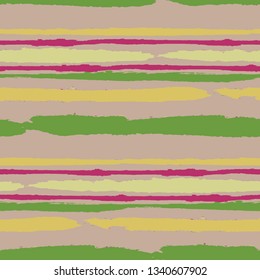 Grunge Stripes. Painted Lines. Texture with Horizontal Brush Strokes. Scribbled Grunge Rapport for Linen, Fabric, Textile. Retro Vector Background
