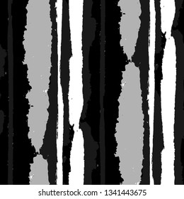 Grunge Stripes. Painted Lines. Texture with Vertical Dry Brush Strokes. Scribbled Grunge Motif for Linen, Fabric, Wallpaper. Retro Vector Background