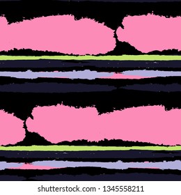 Grunge Stripes. Painted Lines. Texture with Horizontal Dry Brush Strokes. Scribbled Grunge Rapport for Sportswear, Fabric, Wallpaper. Retro Vector Background