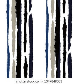 Grunge Stripes. Painted Lines. Texture with Vertical Dry Brush Strokes. Scribbled Grunge Motif for Cloth, Swimwear, Textile. Retro Vector Background