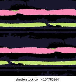 Grunge Stripes. Painted Lines. Texture with Horizontal Brush Strokes. Scribbled Grunge Rapport for Cloth, Fabric, Textile. Trendy Vector Background with Stripes