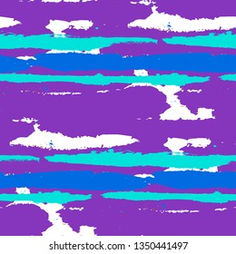 Grunge Stripes. Painted Lines. Texture with Horizontal Dry Brush Strokes. Scribbled Grunge Pattern for Sportswear, Fabric, Wallpaper. Retro Vector Background