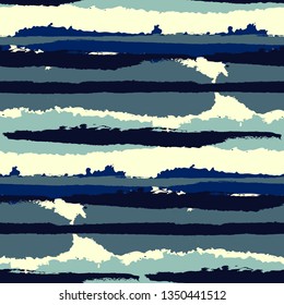 Grunge Stripes. Painted Lines. Texture with Horizontal Brush Strokes. Scribbled Grunge Pattern for Sportswear, Paper, Cloth. Trendy Vector Background with Stripes