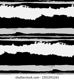 Grunge Stripes. Painted Lines. Texture with Horizontal Dry Brush Strokes. Scribbled Grunge Motif for Linen, Fabric, Textile. Retro Vector Background