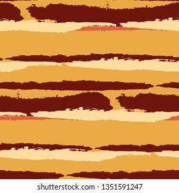 Grunge Stripes. Painted Lines. Texture with Horizontal Brush Strokes. Scribbled Grunge Motif for Linen, Fabric, Wallpaper. Trendy Vector Background with Stripes