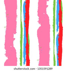 Grunge Stripes. Painted Lines. Texture with Vertical Brush Strokes. Scribbled Grunge Motif for Sportswear, Fabric, Wallpaper. Rustic Vector Background