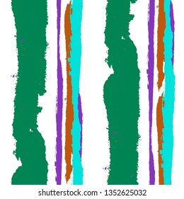 Grunge Stripes. Painted Lines. Texture with Vertical Dry Brush Strokes. Scribbled Grunge Pattern for Cloth, Fabric, Textile. Retro Vector Background