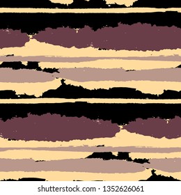 Grunge Stripes. Painted Lines. Texture with Horizontal Dry Brush Strokes. Scribbled Grunge Rapport for Cloth, Fabric, Textile. Retro Vector Background with Stripes