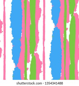 Grunge Stripes. Painted Lines. Texture with Vertical Dry Brush Strokes. Scribbled Grunge Pattern for Sportswear, Fabric, Wallpaper. Trendy Vector Background with Stripes