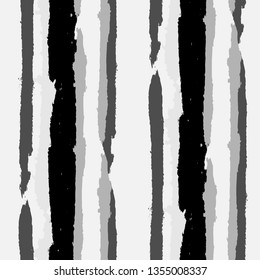 Grunge Stripes. Painted Lines. Texture with Vertical Dry Brush Strokes. Scribbled Grunge Motif for Sportswear, Fabric, Cloth. Trendy Vector Background with Stripes