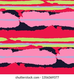 Grunge Stripes. Painted Lines. Texture with Horizontal Brush Strokes. Scribbled Grunge Rapport for Sportswear, Paper, Cloth. Retro Vector Background with Stripes
