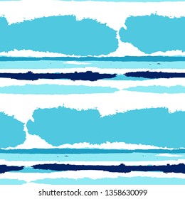 Grunge Stripes. Painted Lines. Texture with Horizontal Brush Strokes. Scribbled Grunge Motif for Linen, Fabric, Wallpaper. Trendy Vector Background with Stripes