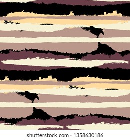 Grunge Stripes. Painted Lines. Texture with Horizontal Dry Brush Strokes. Scribbled Grunge Rapport for Linen, Fabric, Textile. Trendy Vector Background with Stripes