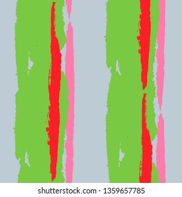 Grunge Stripes. Painted Lines. Texture with Vertical Brush Strokes. Scribbled Grunge Motif for Linen, Fabric, Textile. Rustic Vector Background