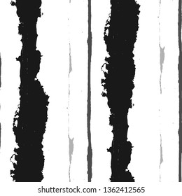 Grunge Stripes. Painted Lines. Texture with Vertical Dry Brush Strokes. Scribbled Grunge Pattern for Linen, Fabric, Textile. Rustic Vector Background with Stripes