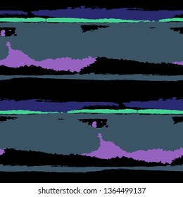 Grunge Stripes. Painted Lines. Texture with Horizontal Brush Strokes. Scribbled Grunge Motif for Cloth, Swimwear, Textile. Trendy Vector Background with Stripes