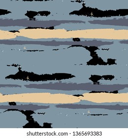 Grunge Stripes. Painted Lines. Texture with Horizontal Brush Strokes. Scribbled Grunge Motif for Sportswear, Fabric, Cloth. Rustic Vector Background